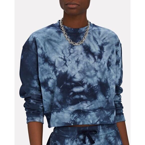 Womens Jonathan Simkhai Standard Cropped Tie-Dye Sweatshirt - Picture 1 of 5